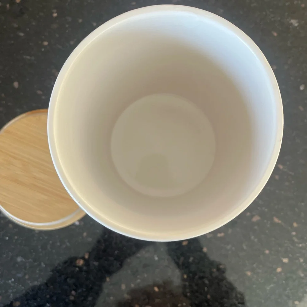 Floral Ceramic Canister with Air Tight Wooden Lid